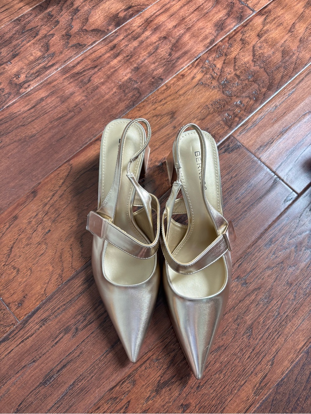 Gold Pointed toe Slingback Heels